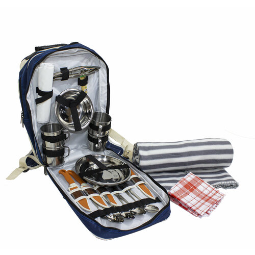 Набор посуды для пикника / Набор посуды в рюкзаке / Подарочный набор / Набор туристической посуды / Походный набор для пикника подарочный набор для пикника походный