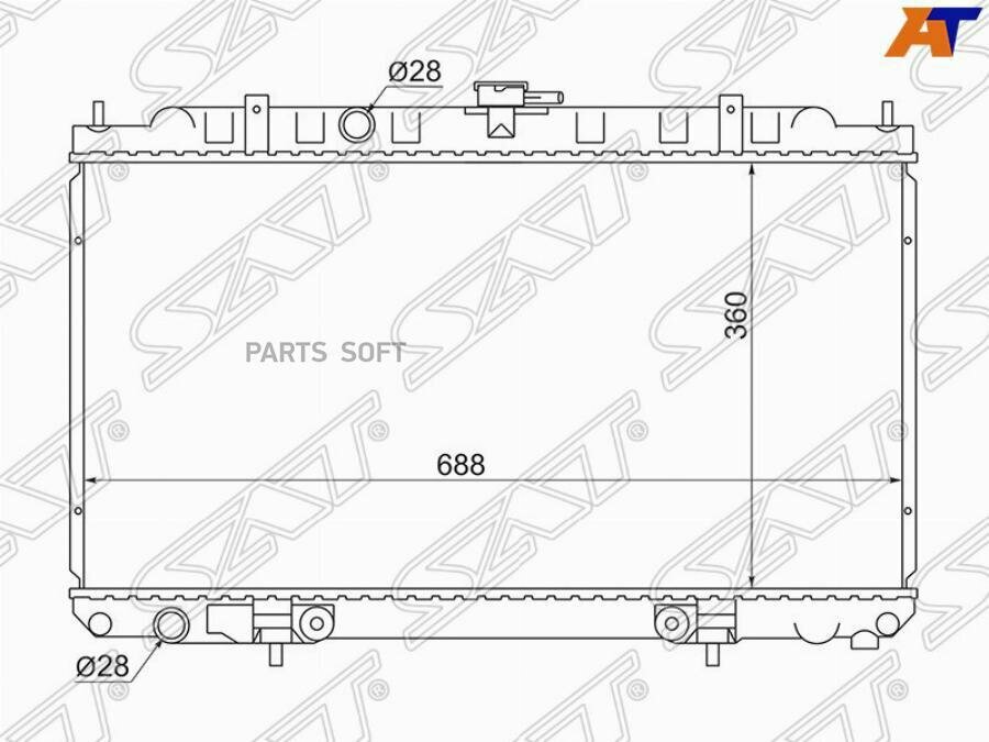 SAT NS000116 Радиатор Nissan AD 99-02 / Almera 00-06 / Primera 01-08 / Sunny 98-04 / Mazda Familia S-Wagon 98-04