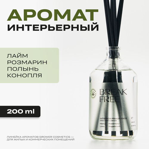 Арома диффузор Grower cosmetics BREAK FREE Лайм Розмарин Полынь Конопля 200мл 4341₽