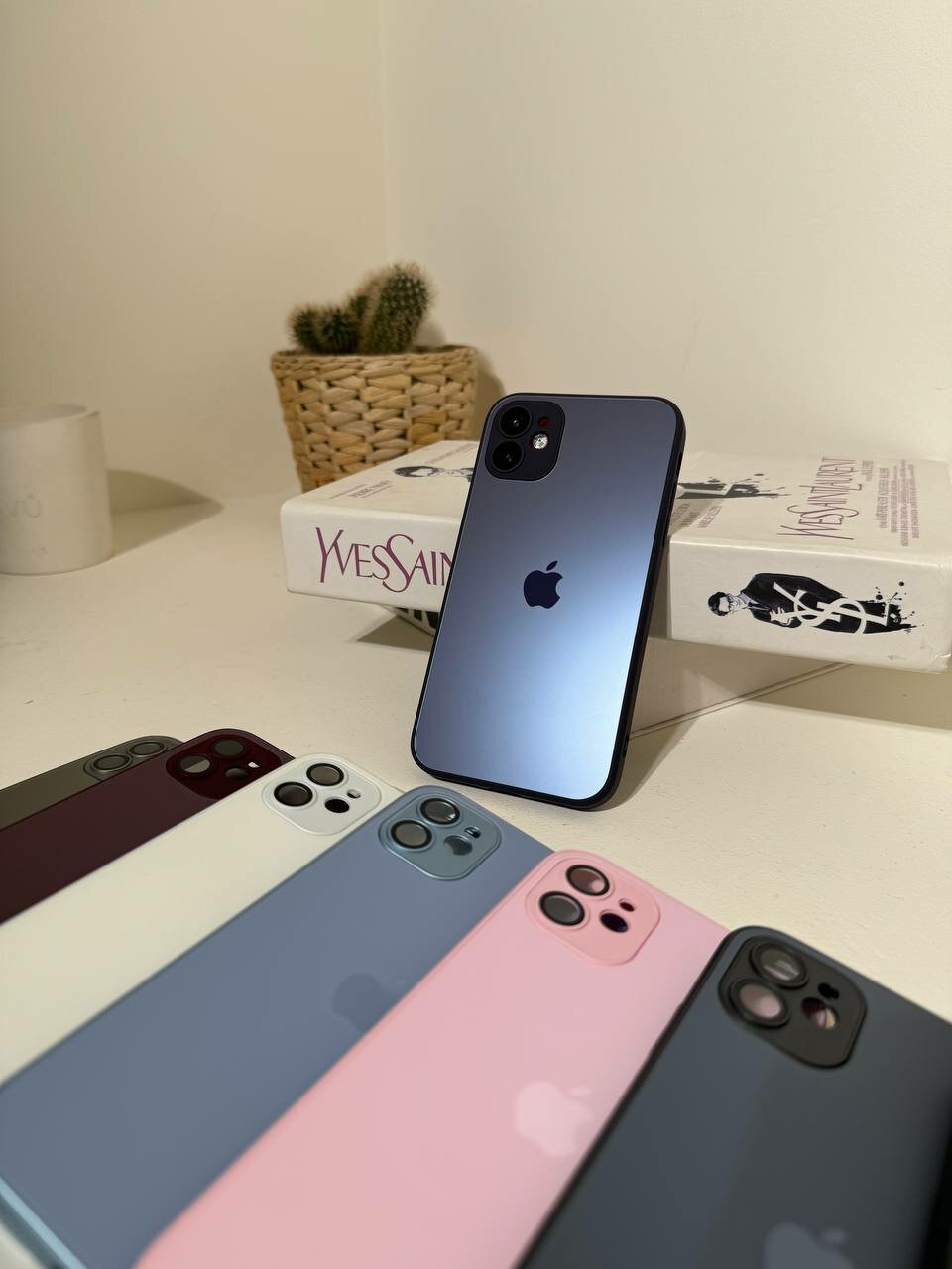 (AG) Чехол матовый IPhone 11 пурпурный с защитным стеклом на линзах
