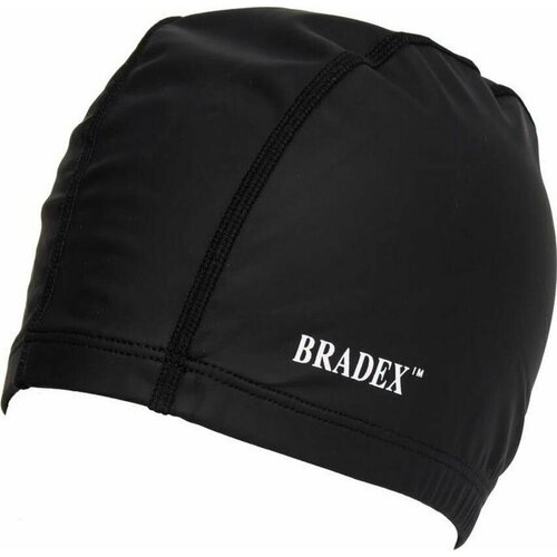 Шапочка для плавания текстильная покрытая ПУ, черная Bradex SF 0366