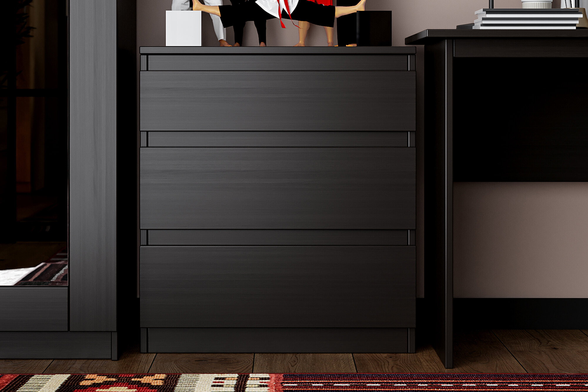 фото Комод VMG Industry Кастор 3 ящика венге 65х39.6х71.6 см