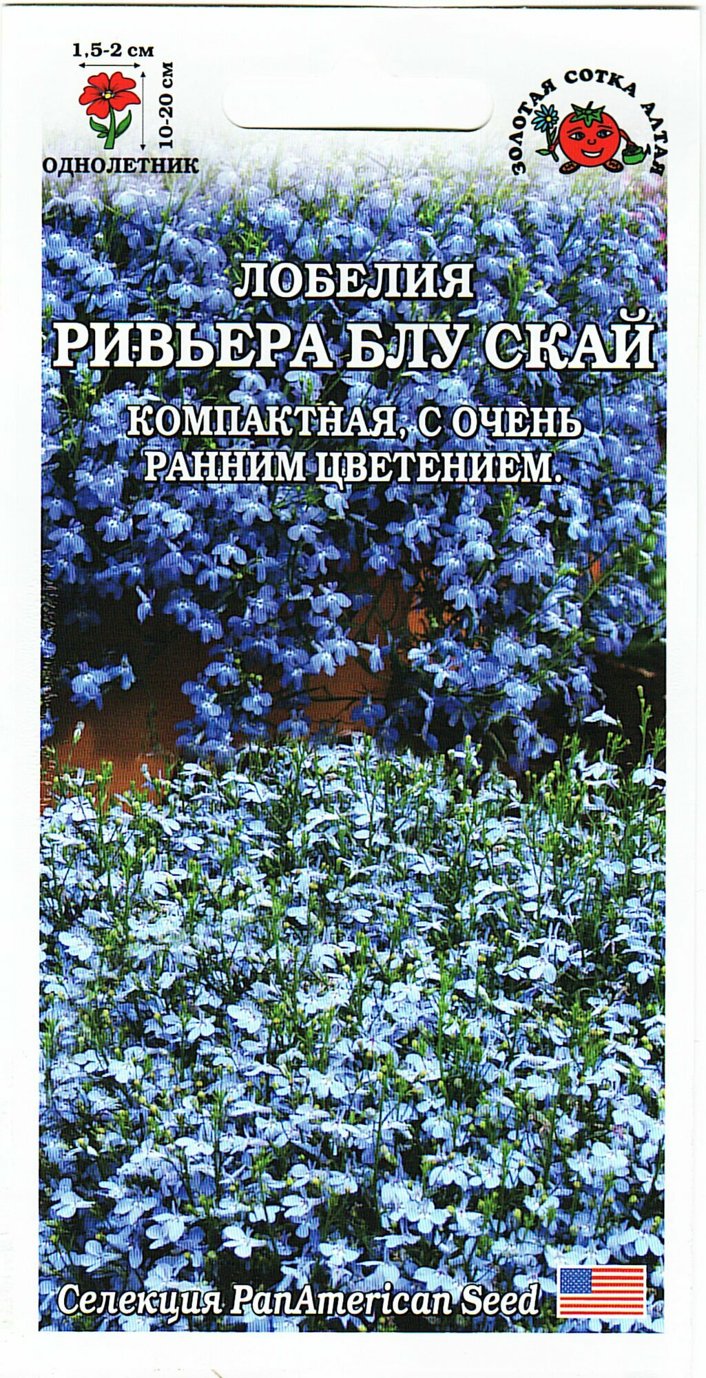 Лобелия компактная Ривьера Блю Скай 10 штук семян Золотая сотка Алтая