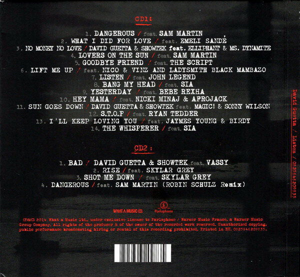David Guetta Listen (Limited Edition) CD Медиа - фото №2