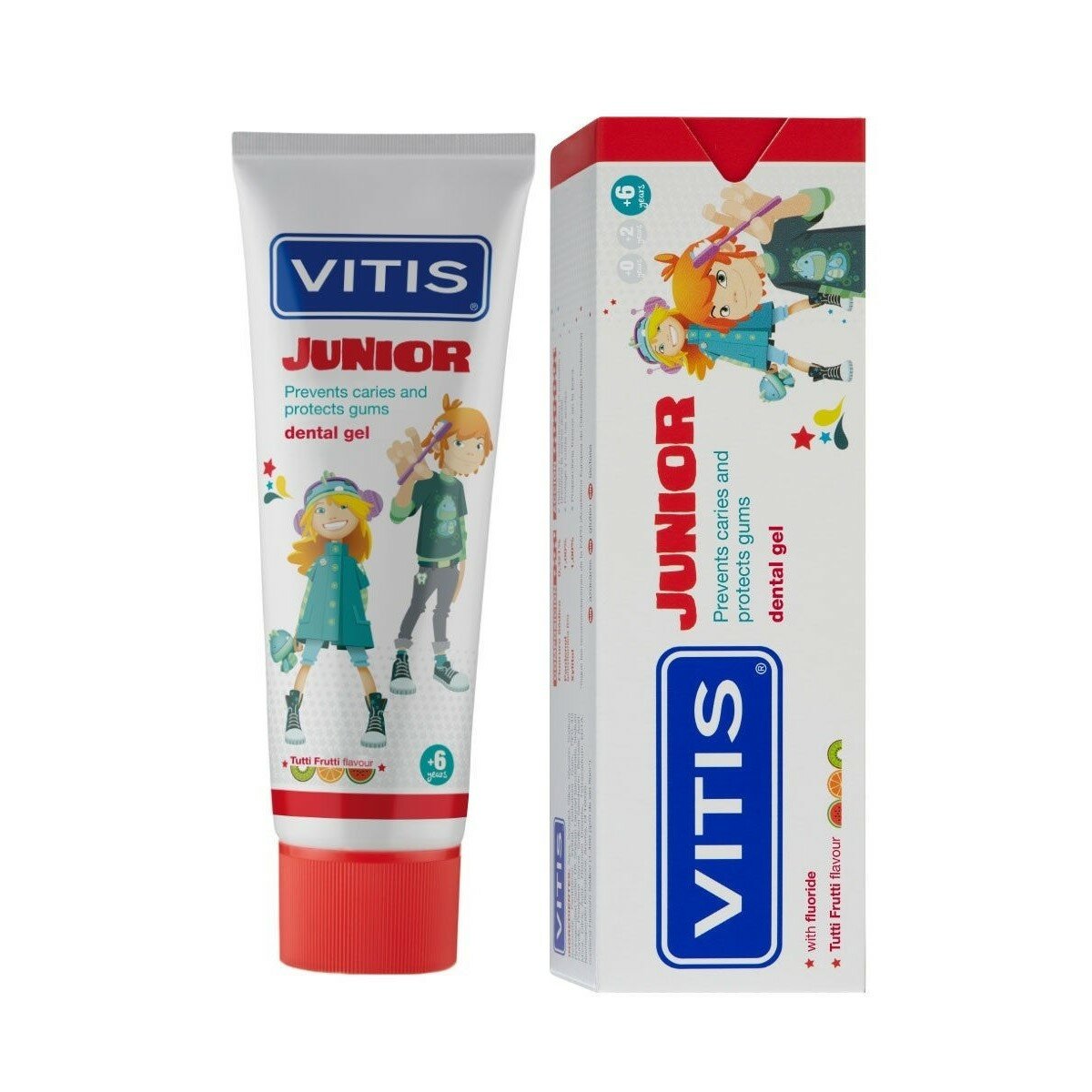 Зубная паста-гель VITIS Junior со вкусом тутти-фрутти (от 6 лет ), 75 мл
