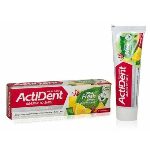 Active Зубная паста Ультра фреш Лимон и гамамелис 100 г 401₽