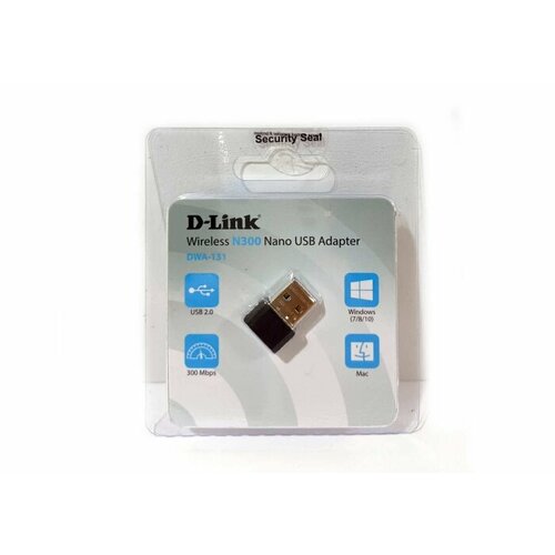 Беспроводной адаптер D-Link N300 Wi-Fi USB Adapter, 2x2dBi internal antennas (DWA-131/F1A)