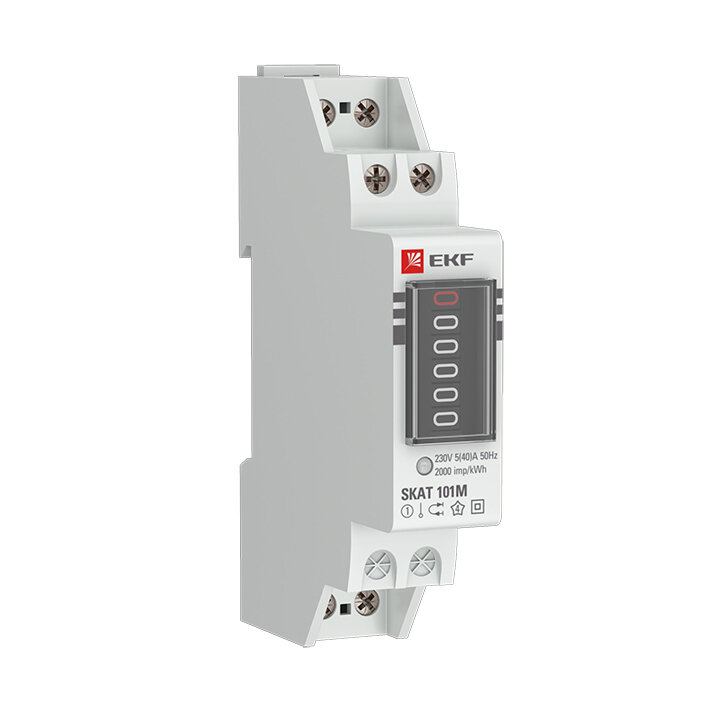 Счетчик электроэнергии однофазный однотарифный EKF SKAT 101М/1 - 5(40) Ш Р M 5(40) А без привязки к региону однотарифный