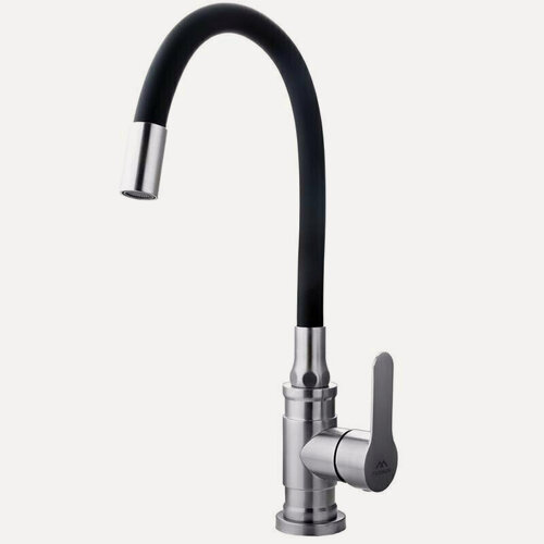 Изображение товара Смеситель для кухни из нержавеющей стали с гибким силиконовым изливом FASHUN A54401-7, цвет излива черный