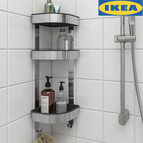 Полка для ванной IKEA BROGRUND (икеа брогрунд) серый металлик