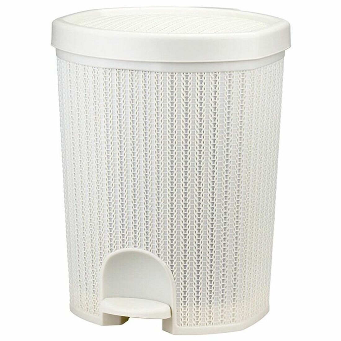 Контейнер для мусора 18л с педалью вязание Белый ротанг IDEA (М-Пластика) М2476