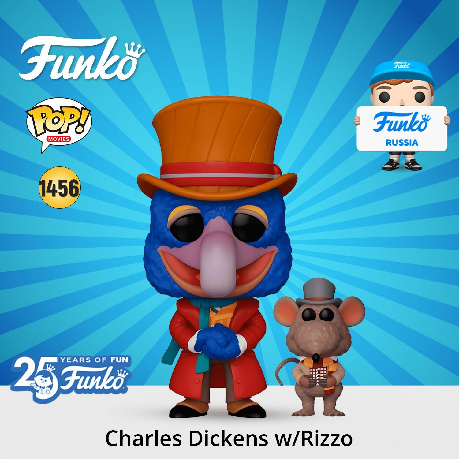 Фигурка Funko POP! Movies Disney Muppets Christmas Carol Charles Dickens w/Rizzo/ Фанко ПОП По мотивам фильма студии Дисней