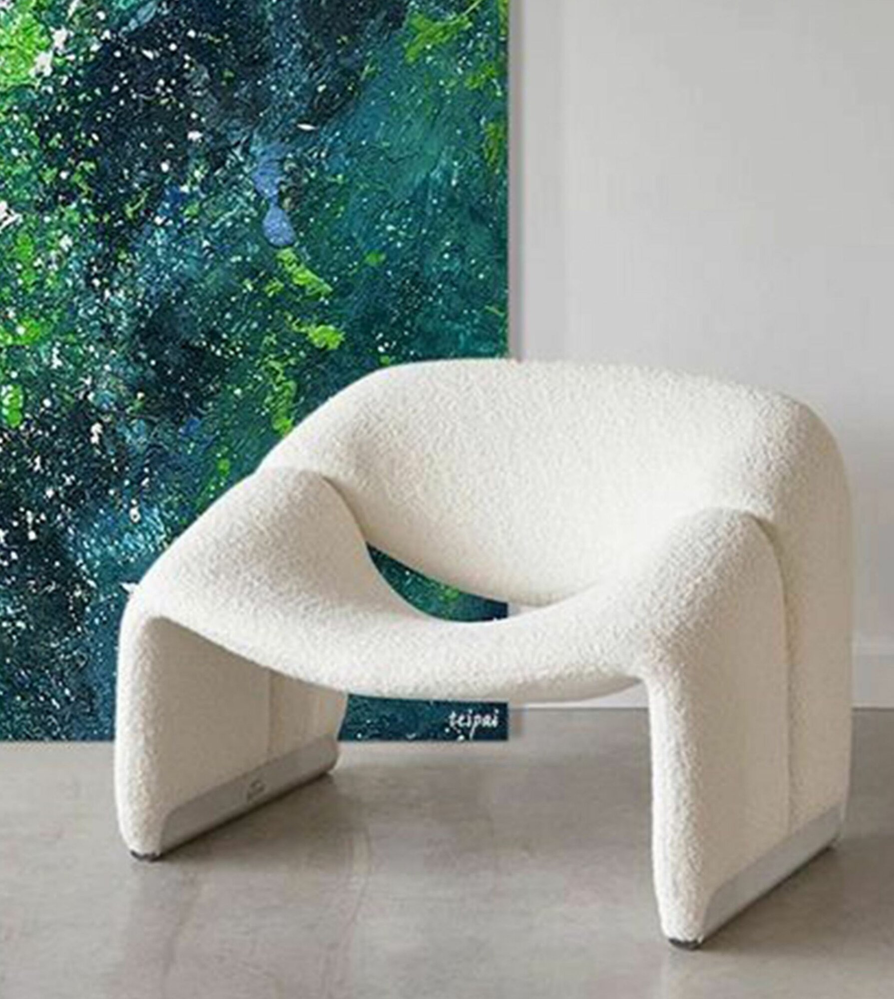 М-образное кресло из стекловолокна в стиле Groovy Lounge Chair by Piere Paulin (синий маленький 76*70*75*45 см) — фото 1