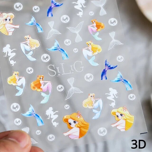 3D наклейки для ногтей с русалками, Color: MP983SILIG001