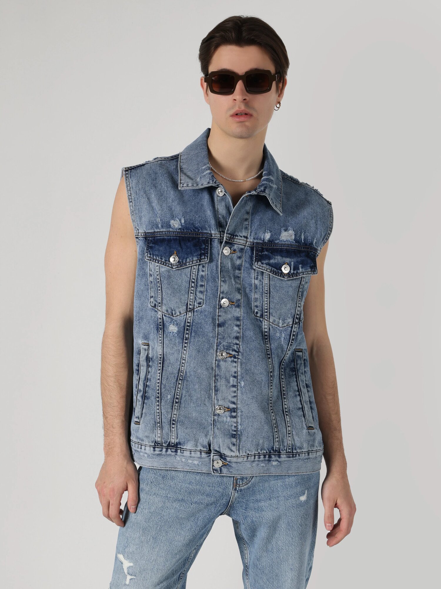 Жилет COLIN'S 143 MIKE Oversize Fit, размер M, синий — фото 1
