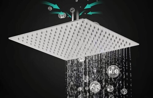 Изображение товара Лейка для тропического душа квадратная 25х25 см, верхний душ, насадка для душа хром