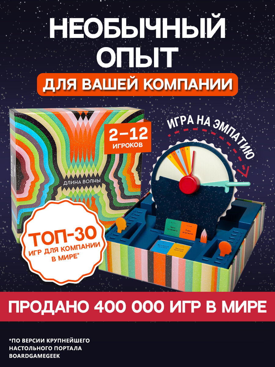Веселая разговорная настольная игра для компании и детей от 12 лет Длина Волны