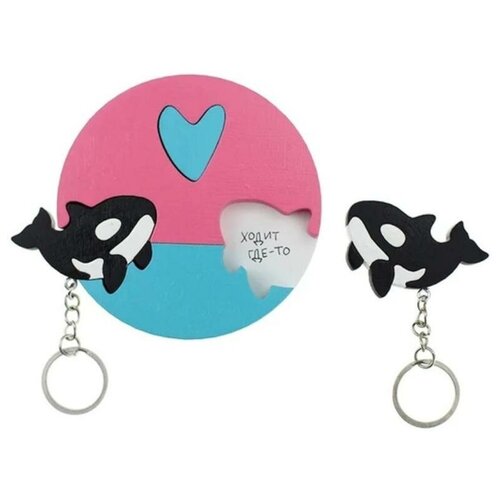 Ключница деревянная на два ключа Хлэб Косатки