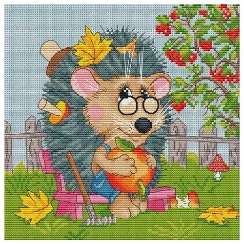 фото Набор ежик садовод вышивка крестом 27х27 белоснежка 178-14