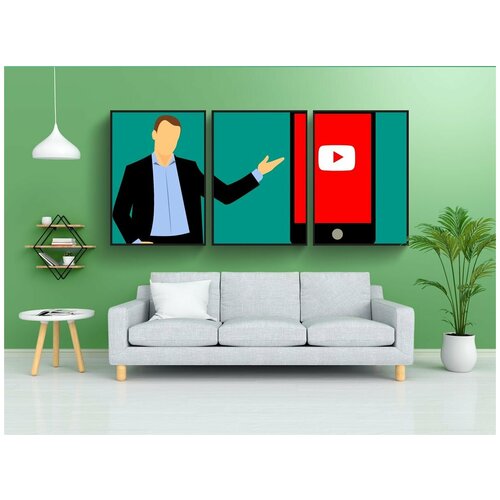 фото Набор модулных постеров для интерьера "youtube, смартфон, применение" 60x90 см. в тубусе, без рамки lotsprints