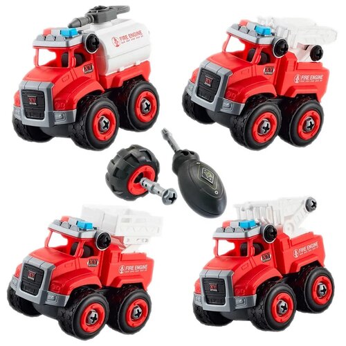 Набор разборных машинок Пожарная Спецтехника с отверткой