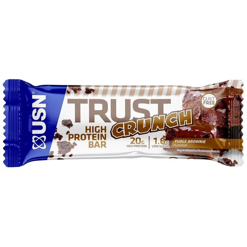 Протеиновый батончик USN Протеиновый батончик Trust Crunch Bar 60 гр, 1 шт., 60 г, шоколадный брауни протеиновый батончик crunh bar 60 гр арбуз и дыня 16 шт