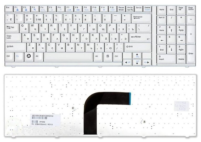 Клавиатура для ноутбука LG HMB4305SAA12 белая 1970₽