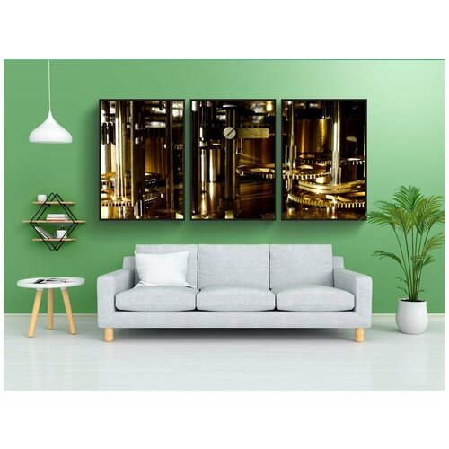 фото Набор модулных постеров для интерьера "часовой механизм, движение, часы" 60x90 см. в тубусе, без рамки lotsprints