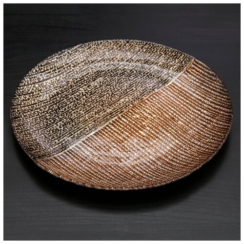 фото Тарелка «селена», d=33 см, цвет чёрный с золотом mikimarket