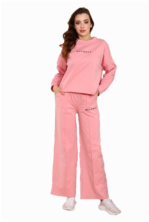 Комплект MillenaSharm, толстовка, брюки, длинный рукав, размер 44, розовый