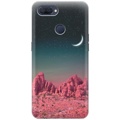 фото Ультратонкий силиконовый чехол-накладка для oppo a12 / a7 / a5s с принтом "месяц над розовыми горами" gosso