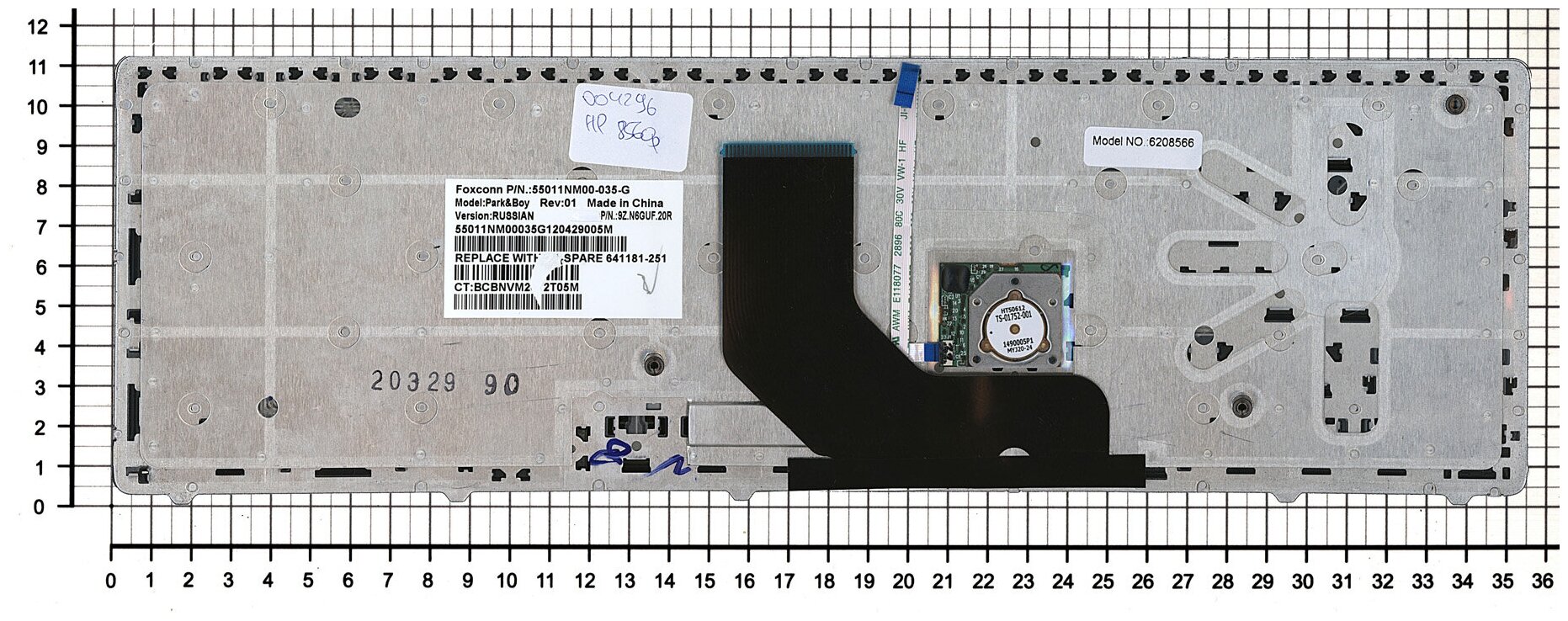 Клавиатура для ноутбука HP V118878CS2 черная рамка серебристая с трекпойнтом