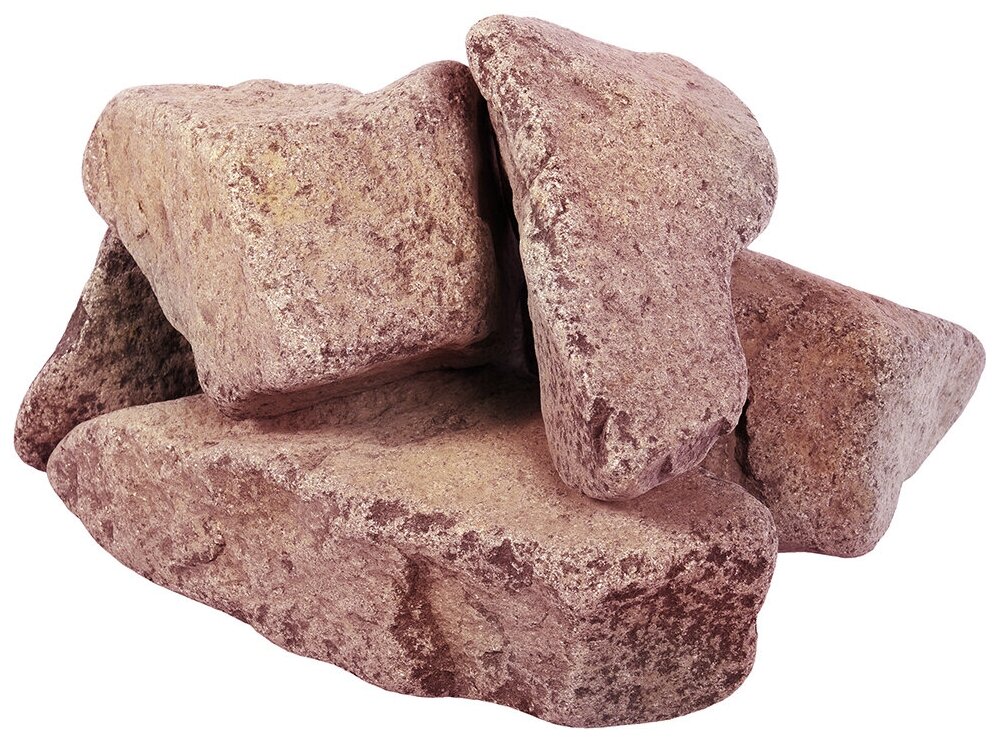 Камни для бани Банные штучки Кварцит малиновый, обвалованные, средняя фракция, 20 кг
