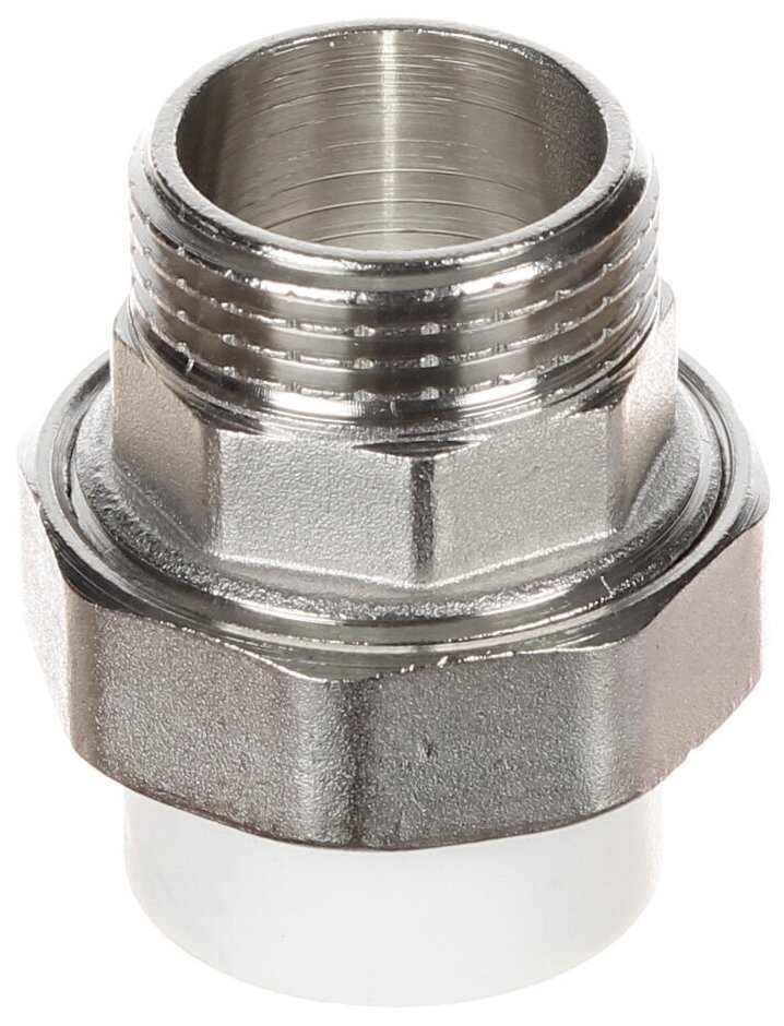 фото Полипропиленовая муфта разъемная Kalde с наружной резьбой 3/4", 32 мм