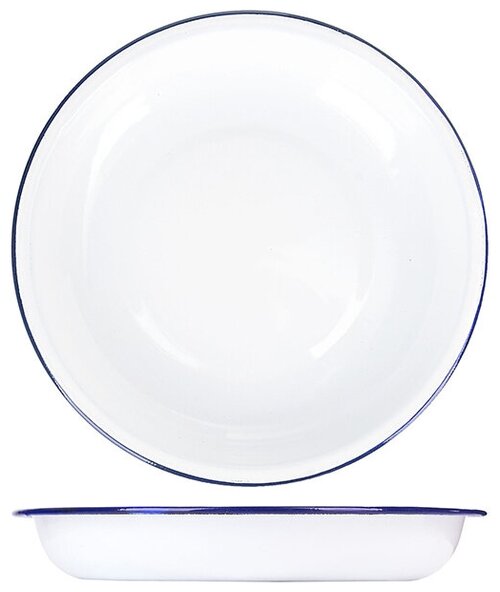 Тарелка глубокая эмалиров, 0,35 л, 19,5 см, синий, металл, 401/18, Prohotel