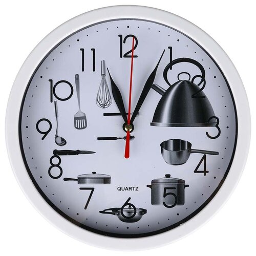 Часы настенные круглые, 19,5 см, пластик, стекло, 1хАА, Кухня LADECOR CHRONO