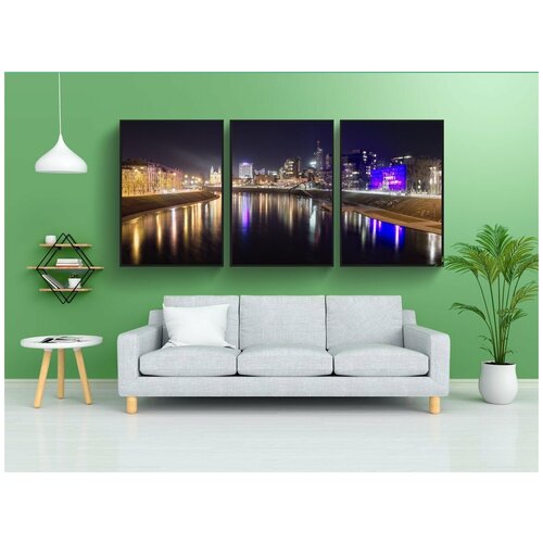 фото Набор модулных постеров для интерьера "вильнюс, ночь, город" 60x90 см. в тубусе, без рамки lotsprints