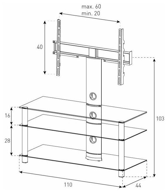 Стойка под телевизор NEO 1103 С SLV