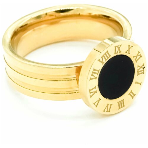 базовое v образное кольцо размер 18 kalinka Кольцо Kalinka modern story, эмаль, размер 18, желтый, черный