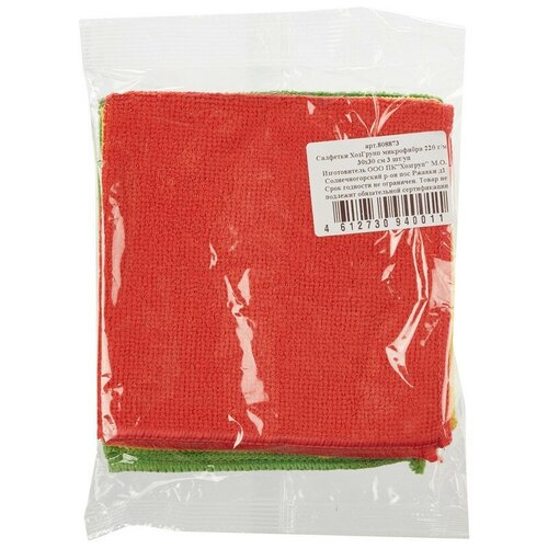 Салфетки хозяйственные ХозГрупп микрофибра 220 г/м2 30х30 см 3 шт/уп