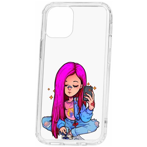 фото Чехол для apple iphone 12 mini kruche print pink hair / чехол для apple iphone / чехол с рисунком / чехол с принтом / чехол для айфон / бампер на айфон / чехол накладка для iphone / противоударная накладка для iphone / защита для iphone / защита на айфон / cиликоновый чехол для iphone / пластиковый чехол на iphone / защитный чехол для iphone кruче,kruche