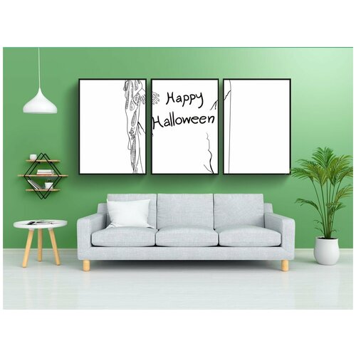 фото Набор модулных постеров для интерьера "счастливого хэллоуина, могила, скелет" 60x90 см. в тубусе, без рамки lotsprints