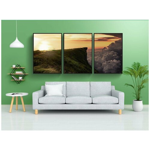 фото Набор модулных постеров для интерьера "пейзаж, дорогой, облака" 60x90 см. в тубусе, без рамки lotsprints