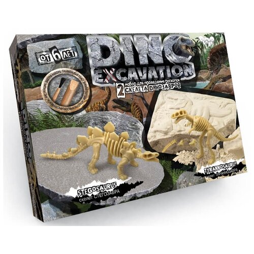 Набор для раскопок Danko Toys Dino Excavation Динозавры №3 Стегозавр и Тираннозавр, 1 эксперимент