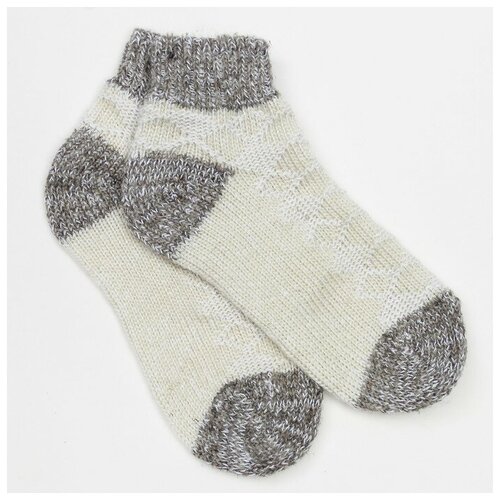 фото Стильная шерсть носки детские шерстяные укороченные, цвет белый/серый, размер 16-18