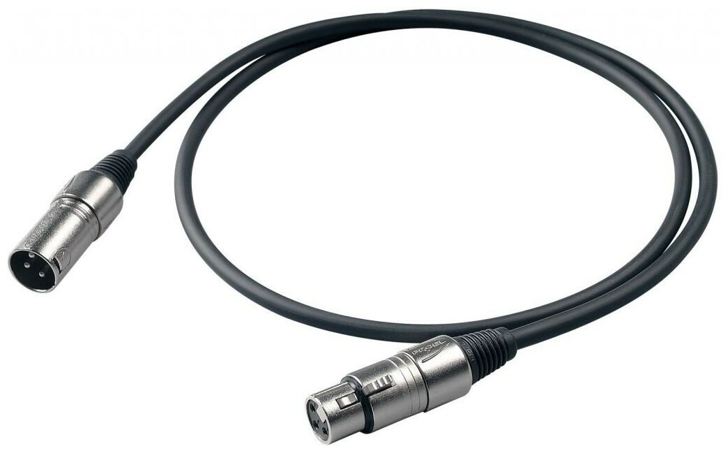 Proel BULK250LU3 микрофонный кабель, XLR "папа" <-> XLR "мама", длина 3 метра