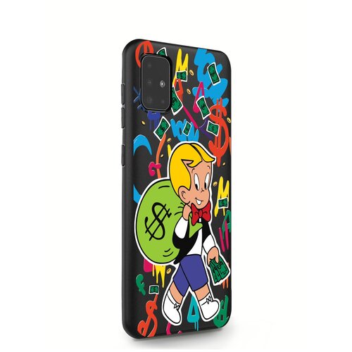 Черный силиконовый чехол MustHaveCase для Samsung Galaxy A51 Monopoly Richie Rich/ Монополи Богатенький Риччи для Самсунг Галакси А51 Противоударный