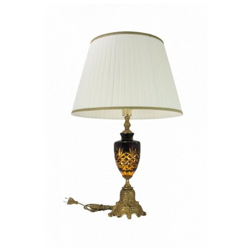Лампа настольная (античное золото) с тканевым абажуром (кремовый) Olympus Brass Высота: 65 см