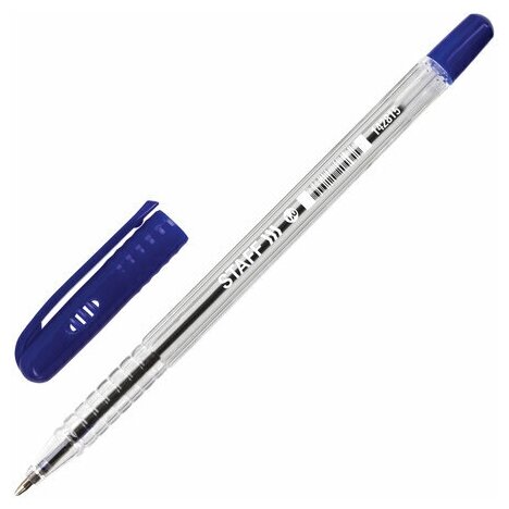 Ручка шариковая STAFF "EVERYDAY" BP-247, синяя, шестигранная, корпус прозрачный, линия письма 0,5 мм, 142815