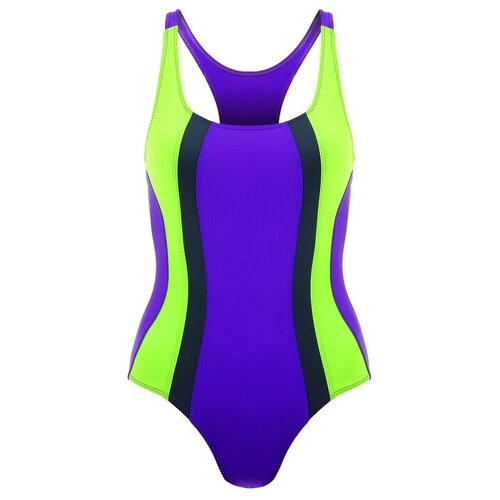 фото Купальник слитный onlitop для плавания, устойчивость к хлору, размер 38, фиолетовый, зеленый